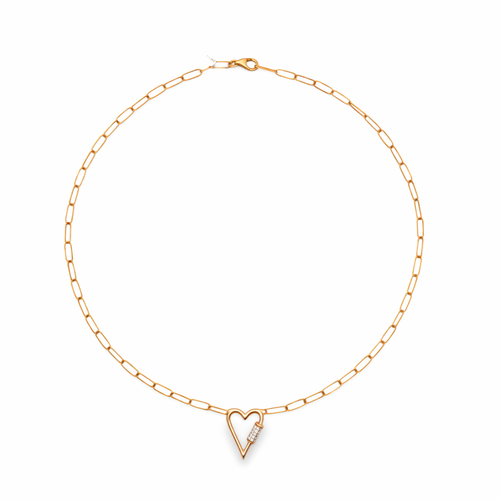 ROSE GOLD DIAMOND LINK NECKLACE WITH HEART