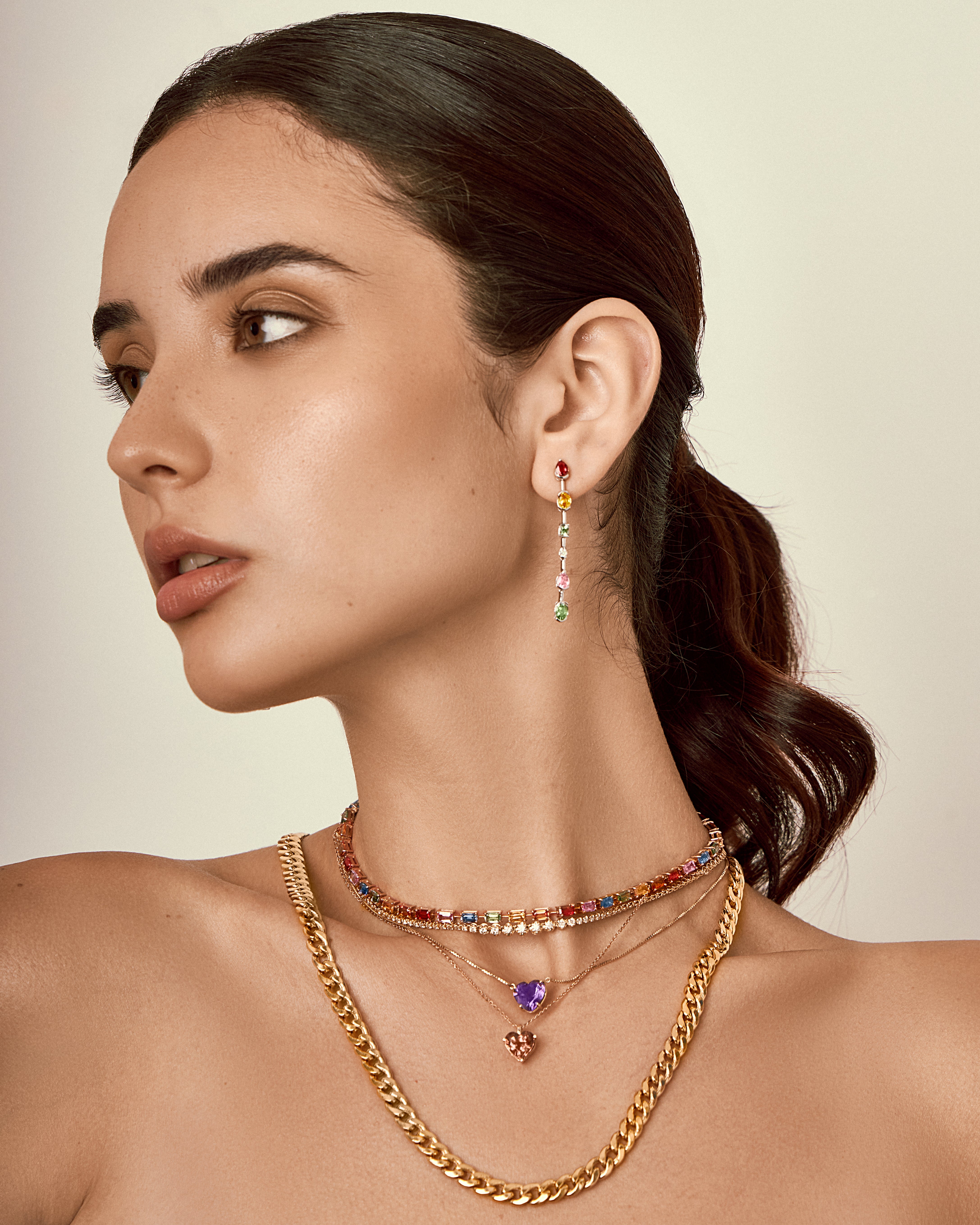 RAINBOW SAPPHIRE DROPS EARRINGS