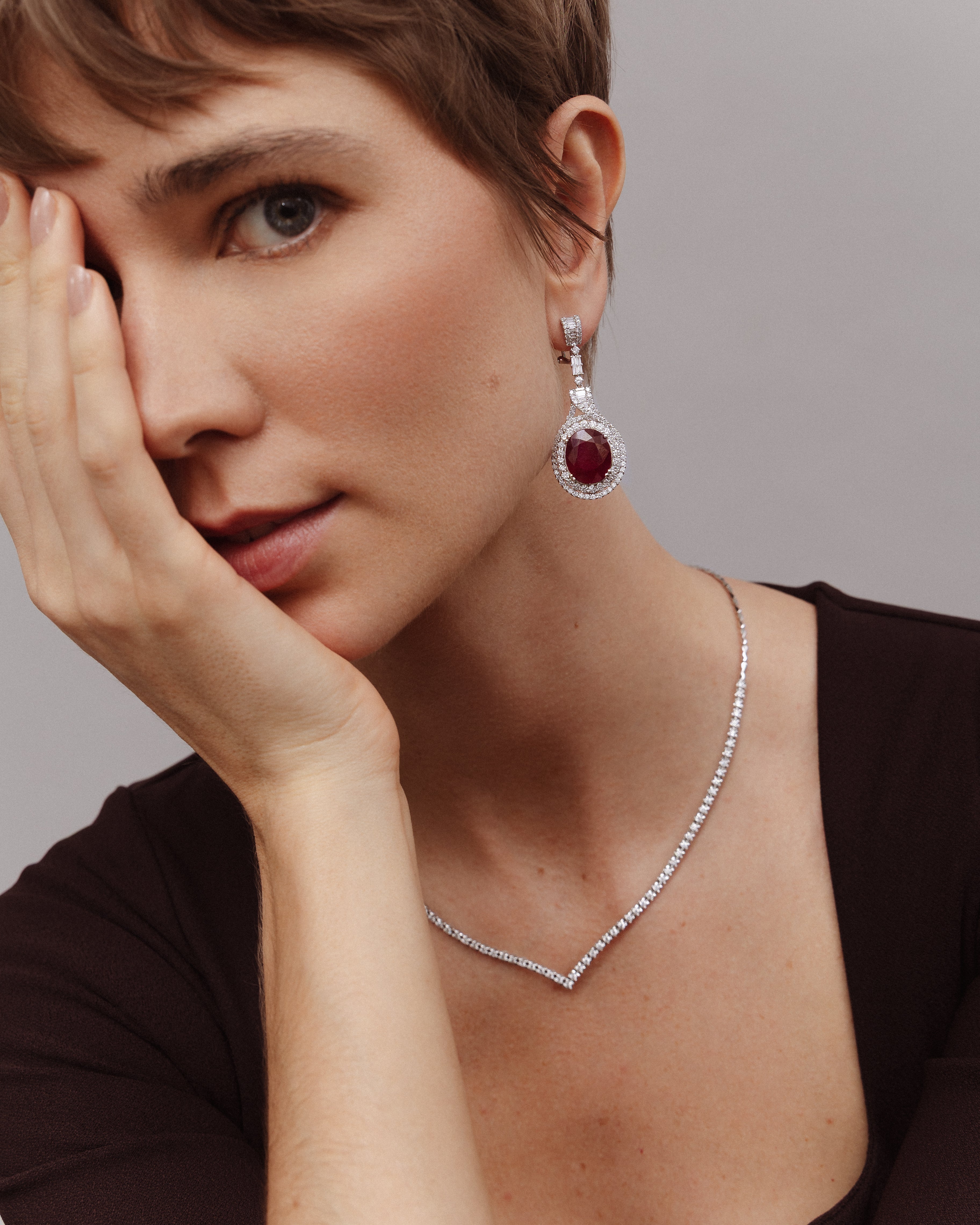 LONG RUBY AND DIAMOND EARRINGS