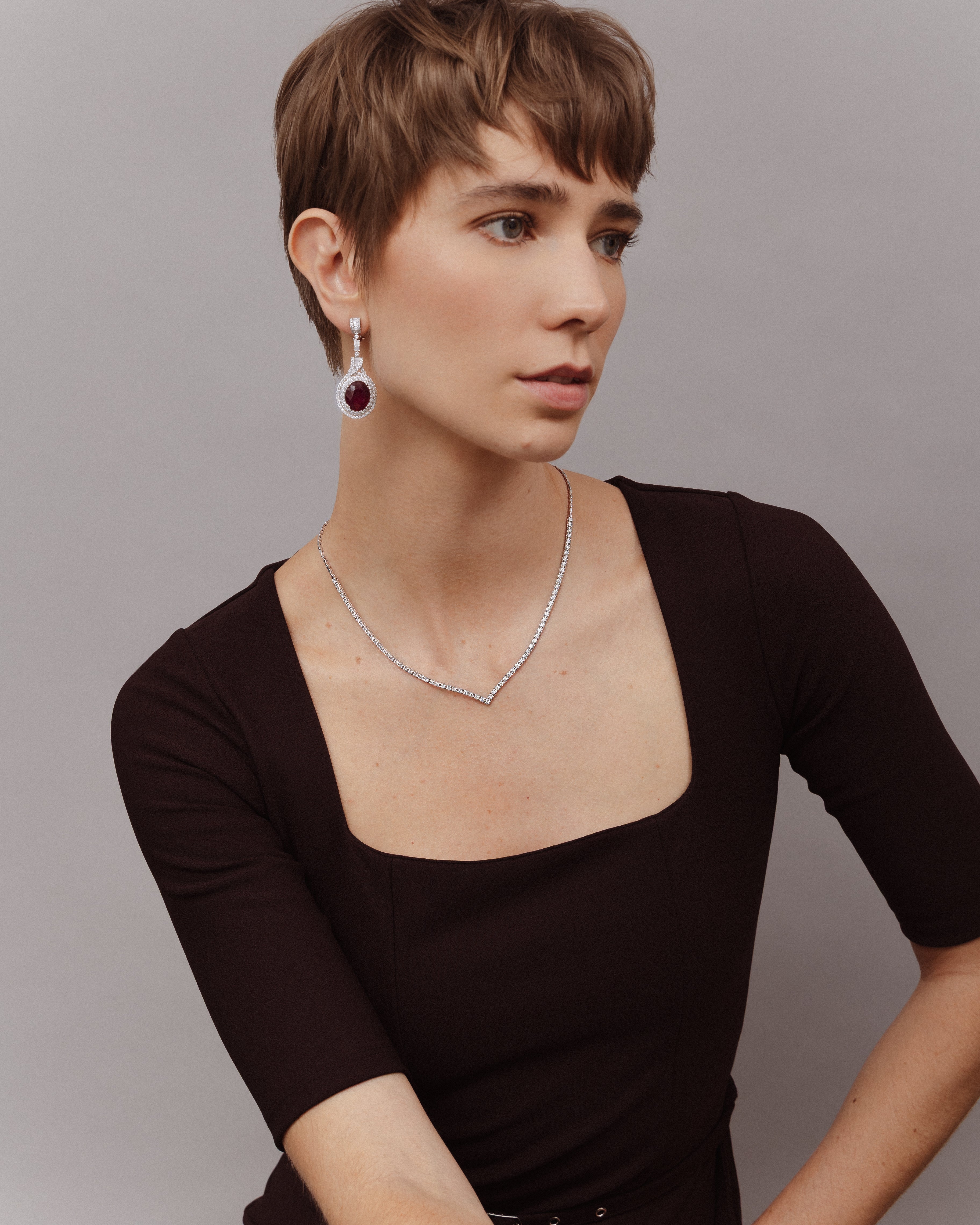 LONG RUBY AND DIAMOND EARRINGS
