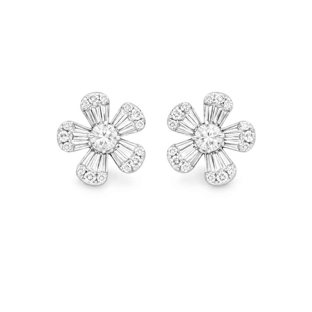DIAMOND FLOWER STUDS
