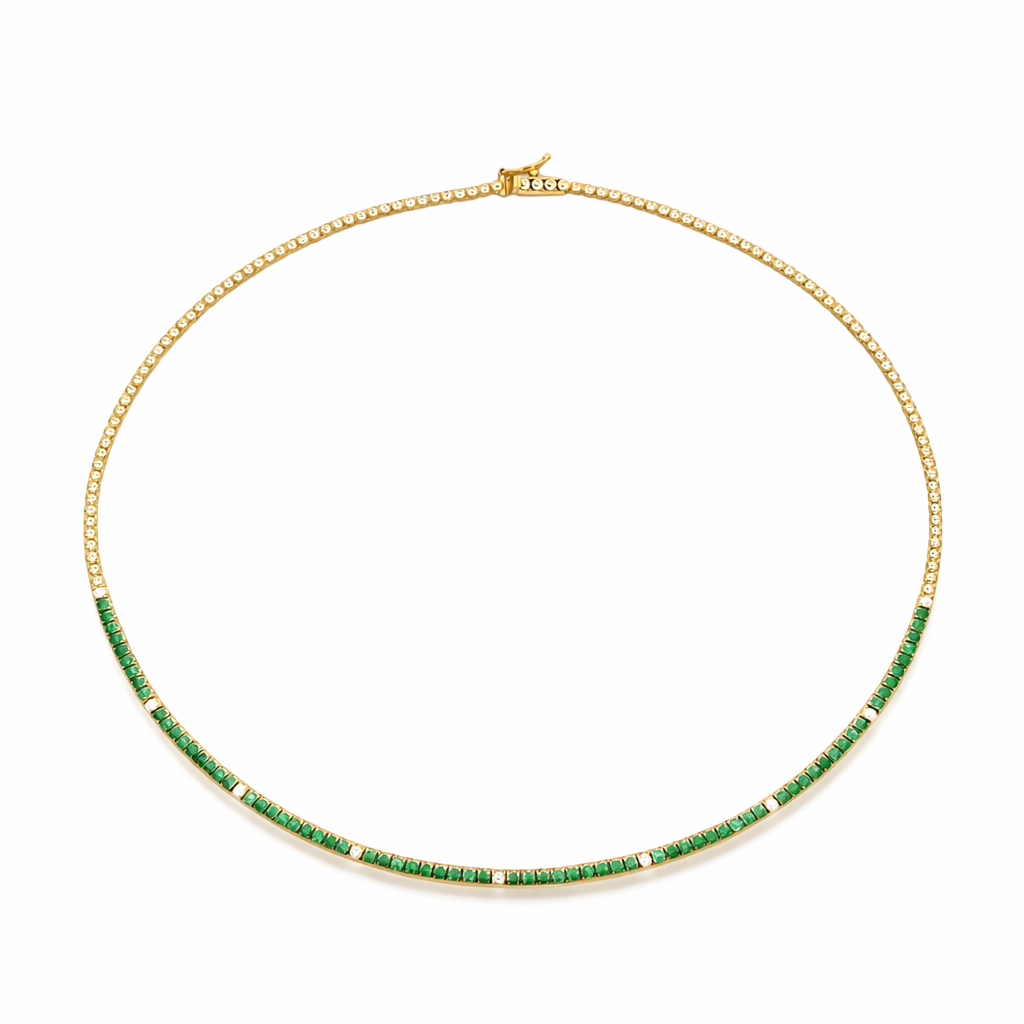 GRADUATED EMERALD TENNIS NECKLACE