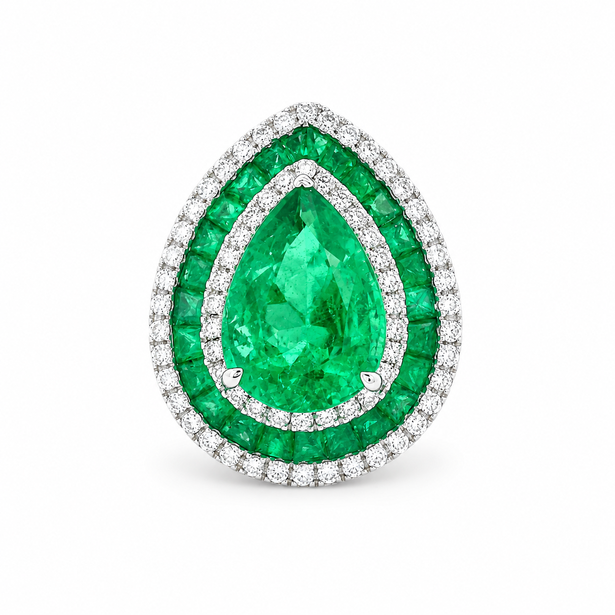 TEAR-DROP EMERALD COCKTAIL RING