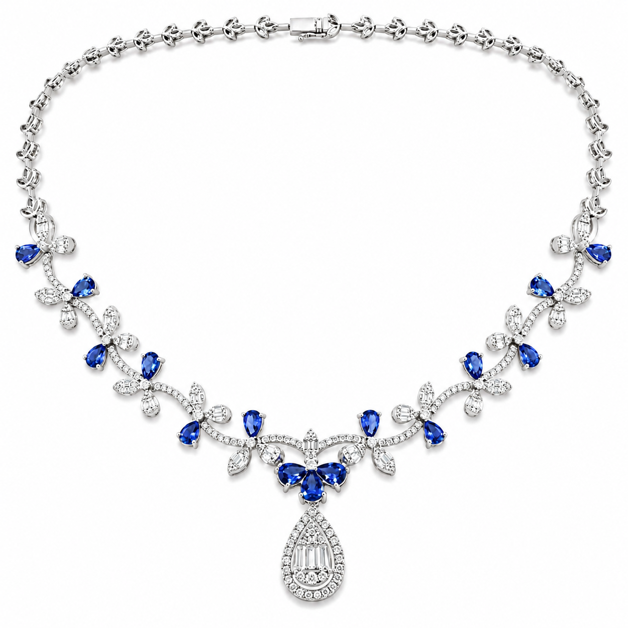 TANZANITE GARDENIA STATEMENT NECKLACE