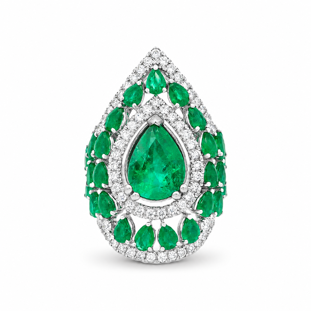 TEAR-DROP EMERALD COCKTAIL RING
