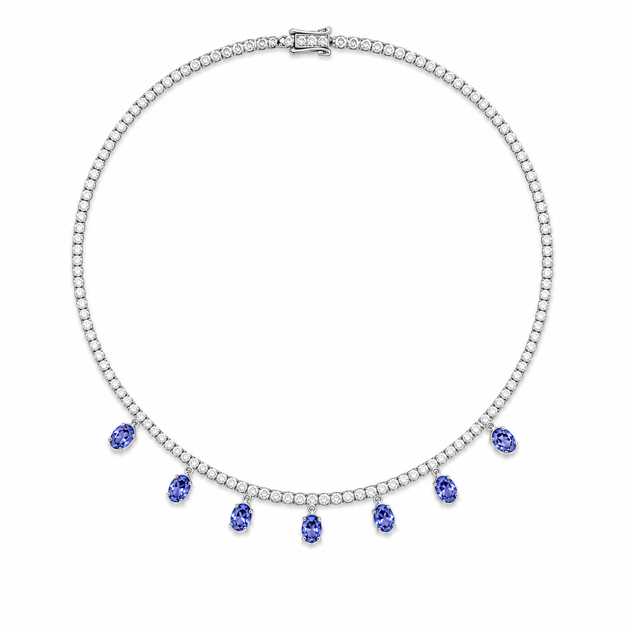 TANZANITE DROP TENNIS NECKLACE