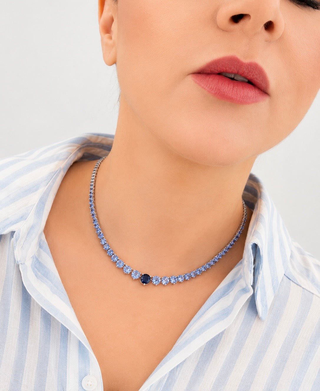 GRADUAL SAPPHIRE TENNIS NECKLACE