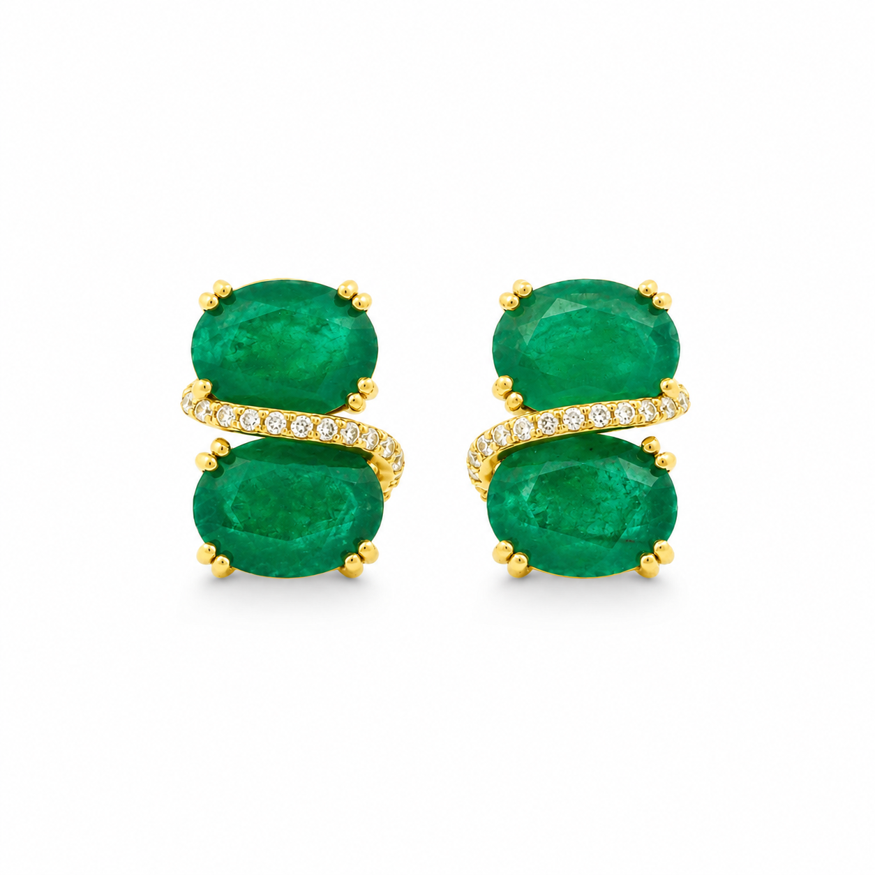 DOUBLE EMERALD EARRINGS