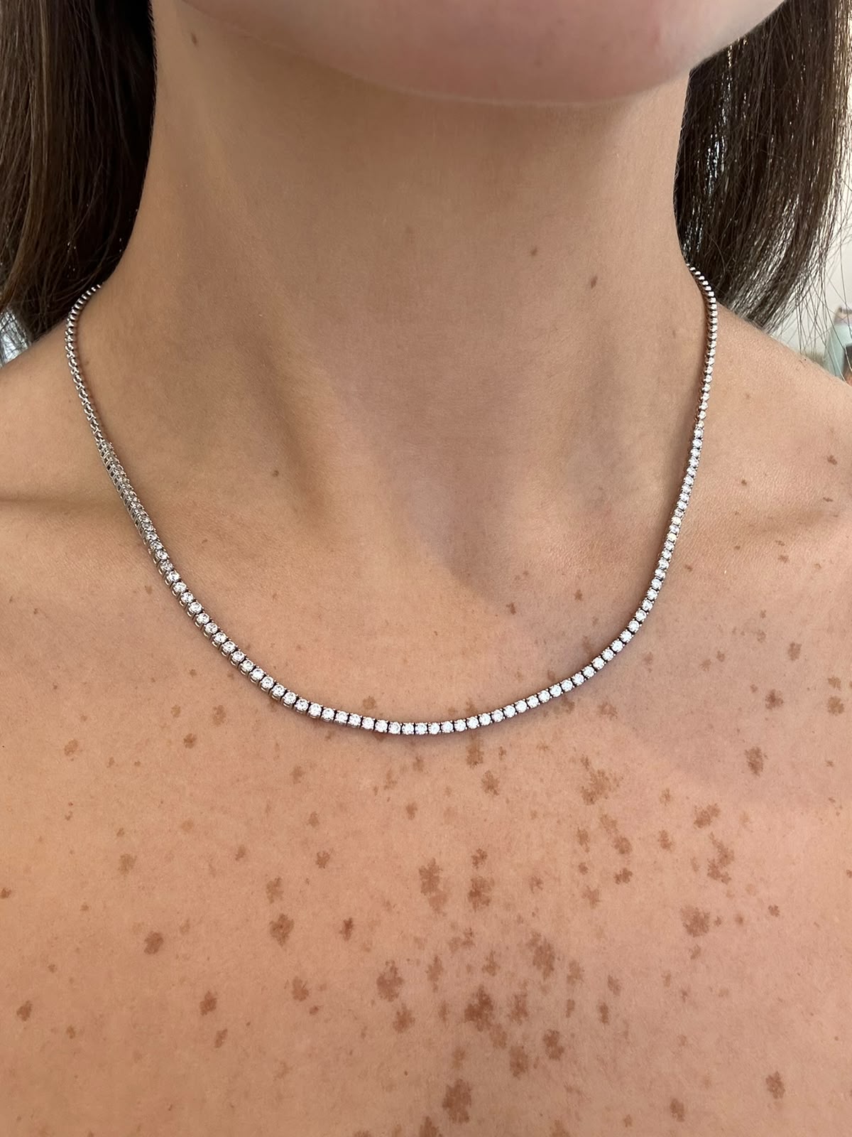 HALF DIAMOND TENNIS NECKLACE
