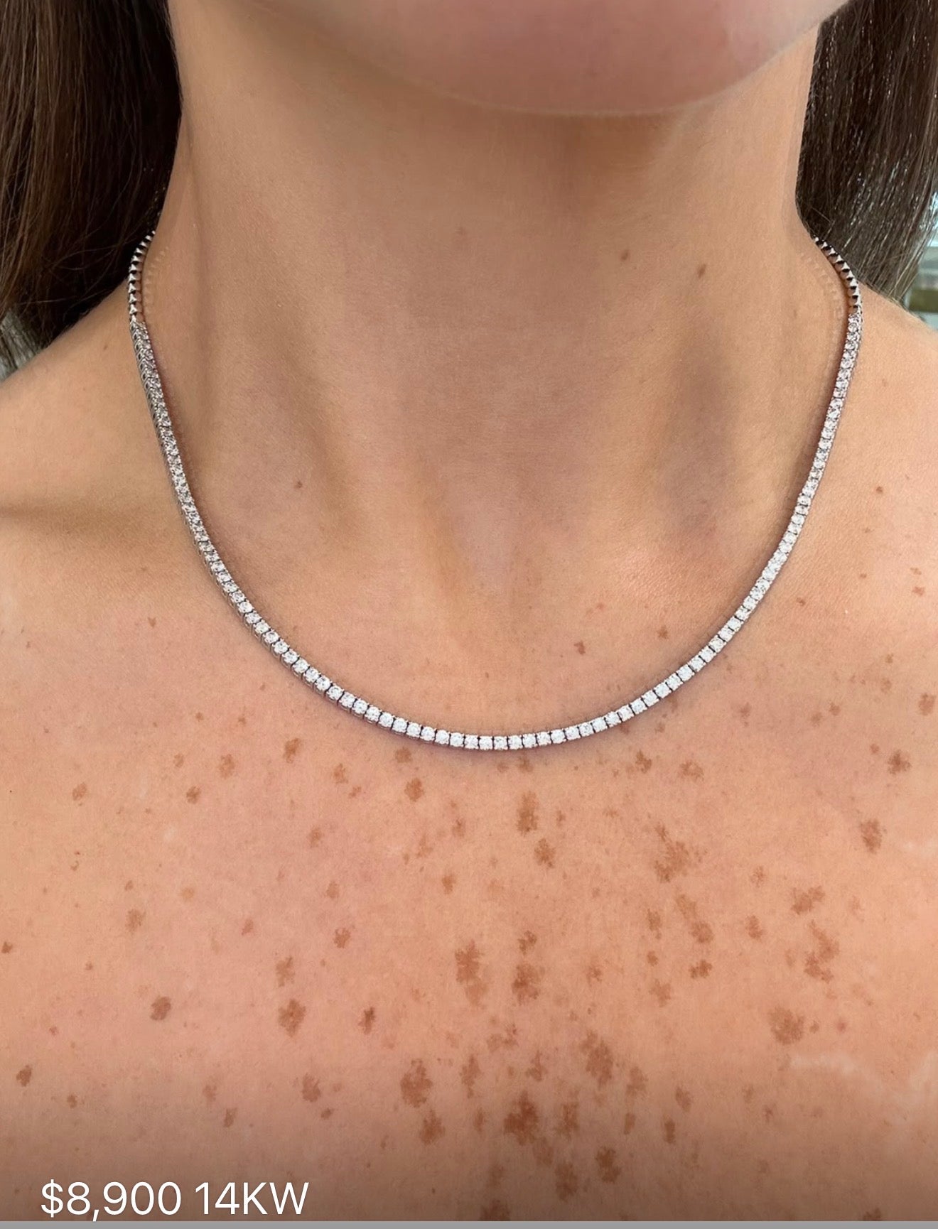 HALF DIAMOND TENNIS NECKLACE