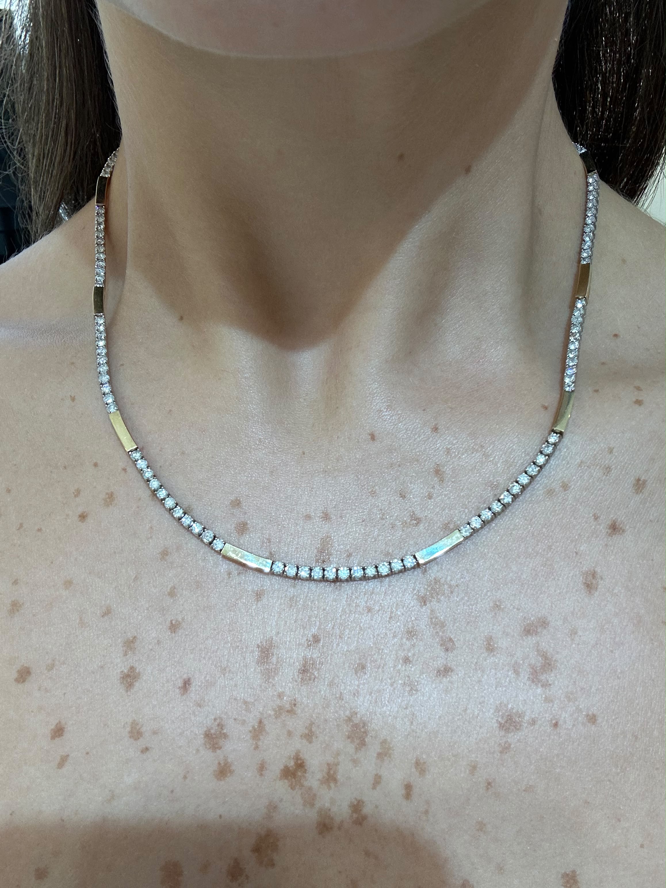 GOLDEN LINK DIAMOND TENNIS NECKLACE