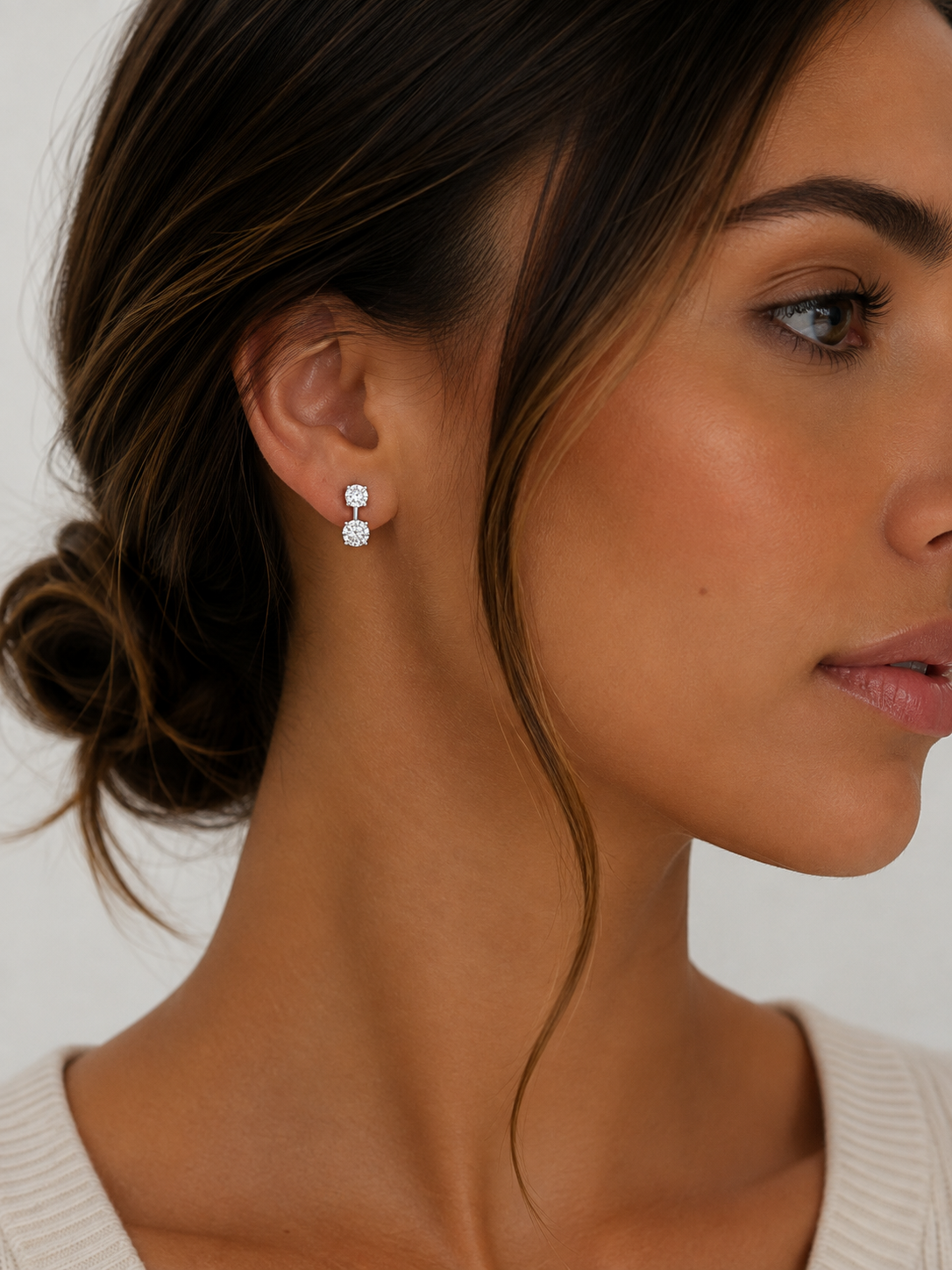 TWO STONE DIAMOND EARRINGS