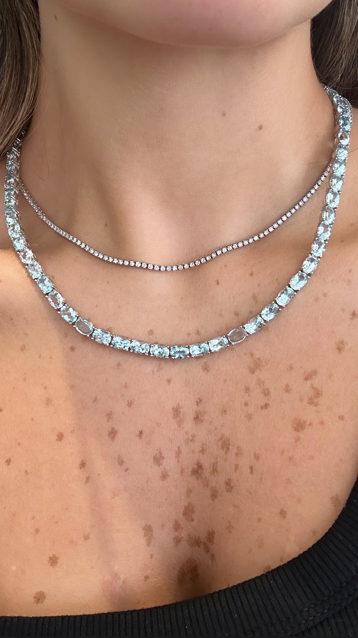 FULL AQUAMARINE TENNIS NECKLACE