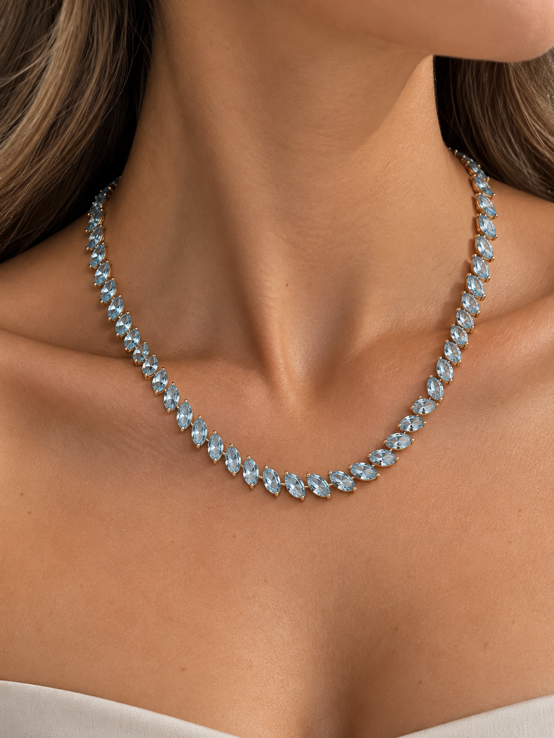 AQUA MARQUISE NECKLACE