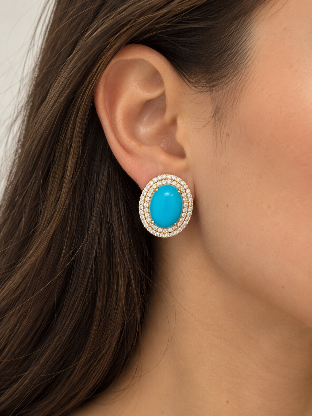 TURQUOISE PAVE HALO STUDS