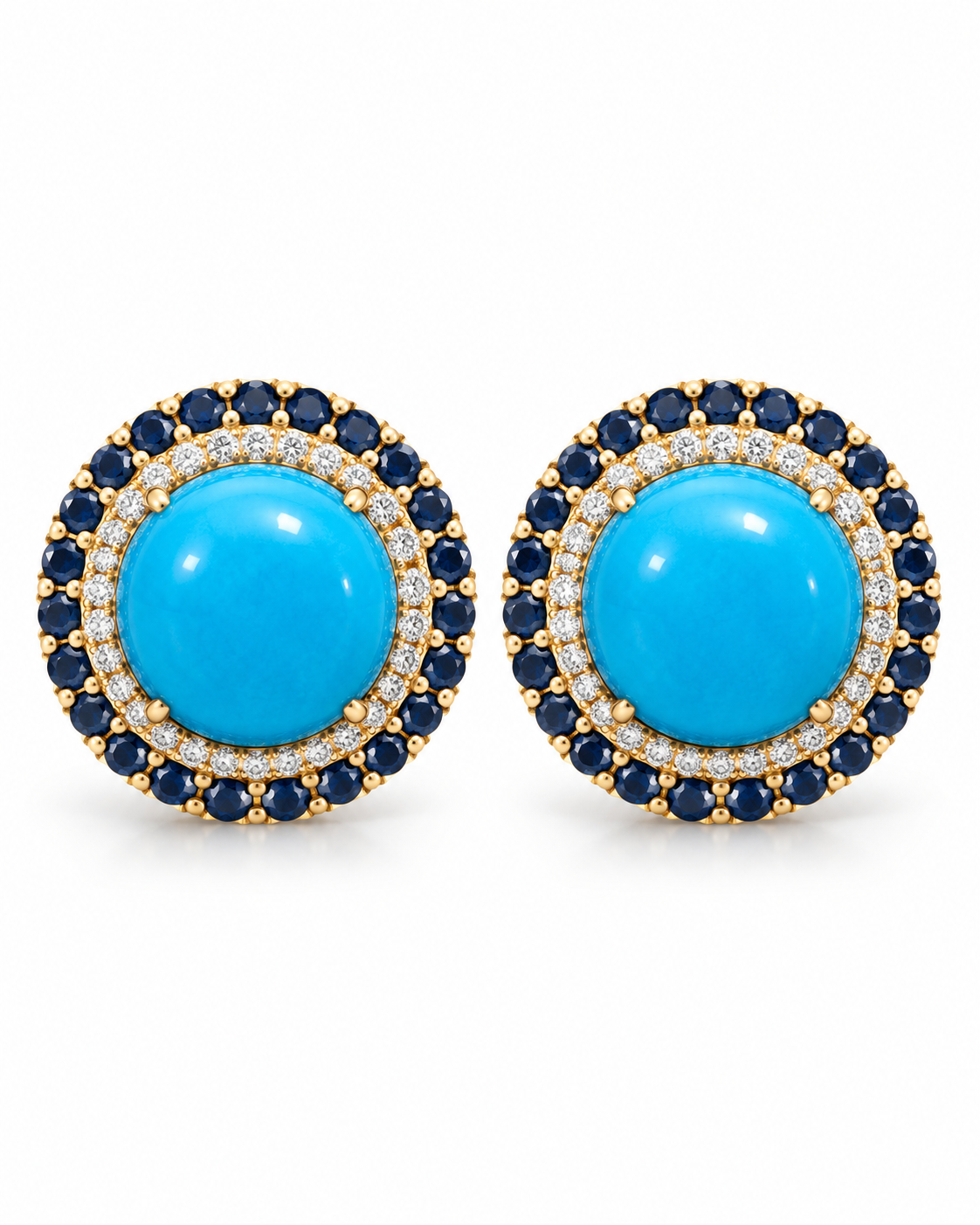 TURQUOISE SAPPHIRE HALO EARRINGS