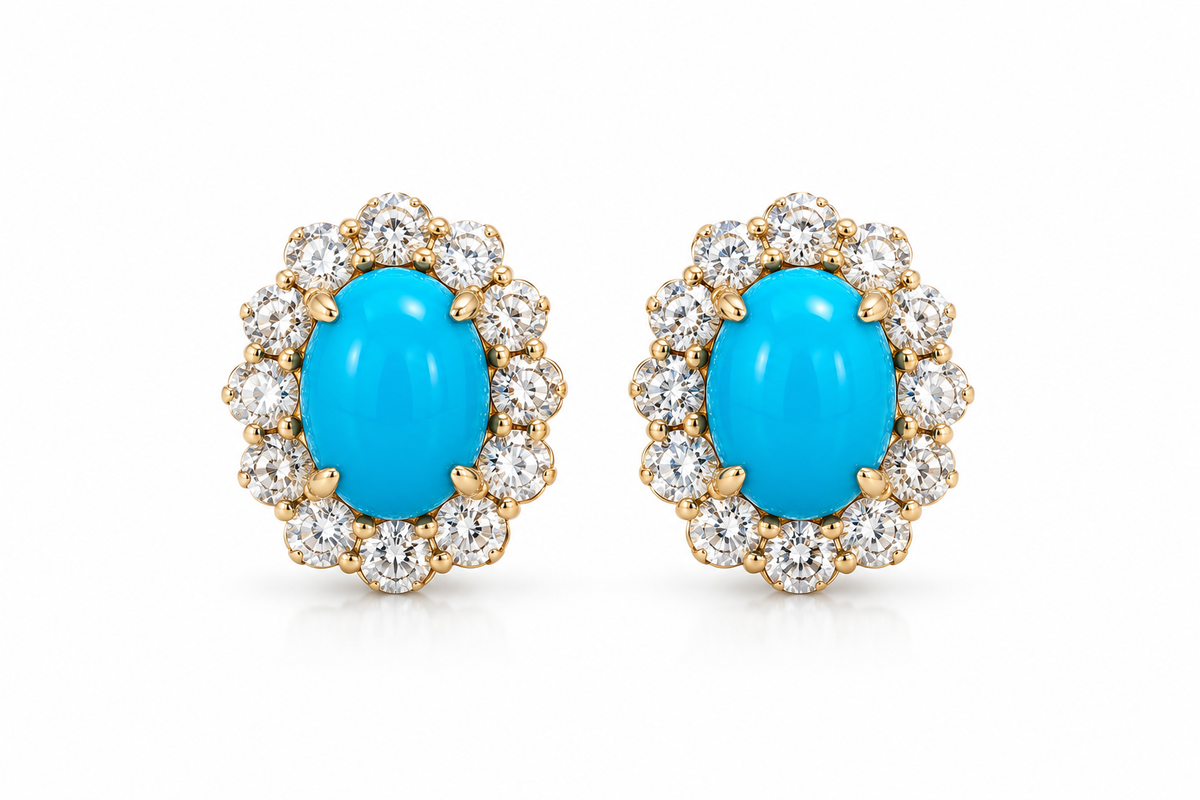 OVAL TURQUOISE STUDS