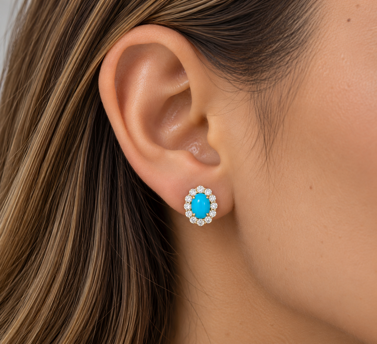 OVAL TURQUOISE STUDS