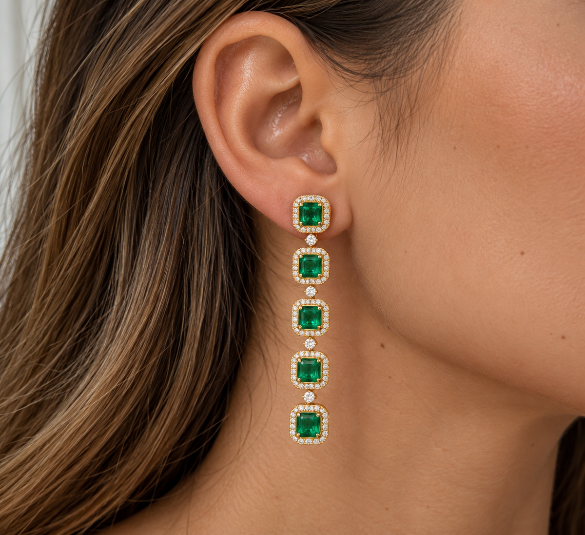 EMERALD LINE EARRINGS