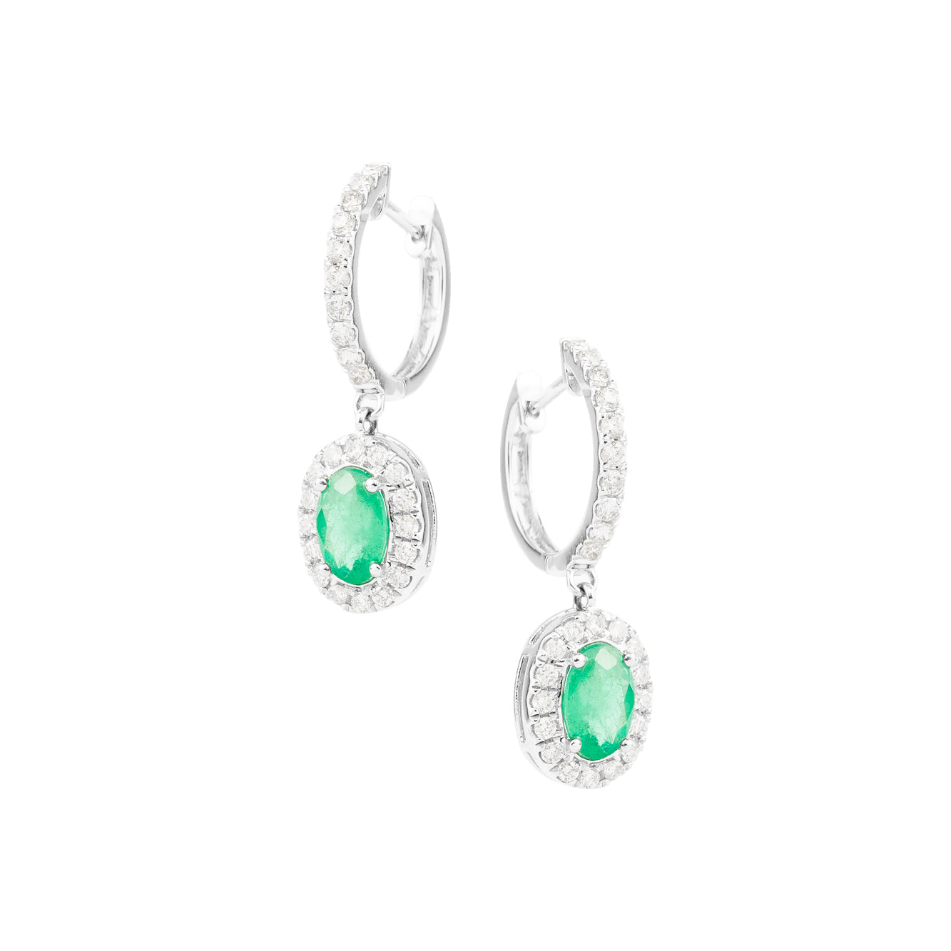 EMERALD DANGLE EARRINGS.