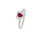 MINI HEART SHAPED DIAMOND AND RUBY RING