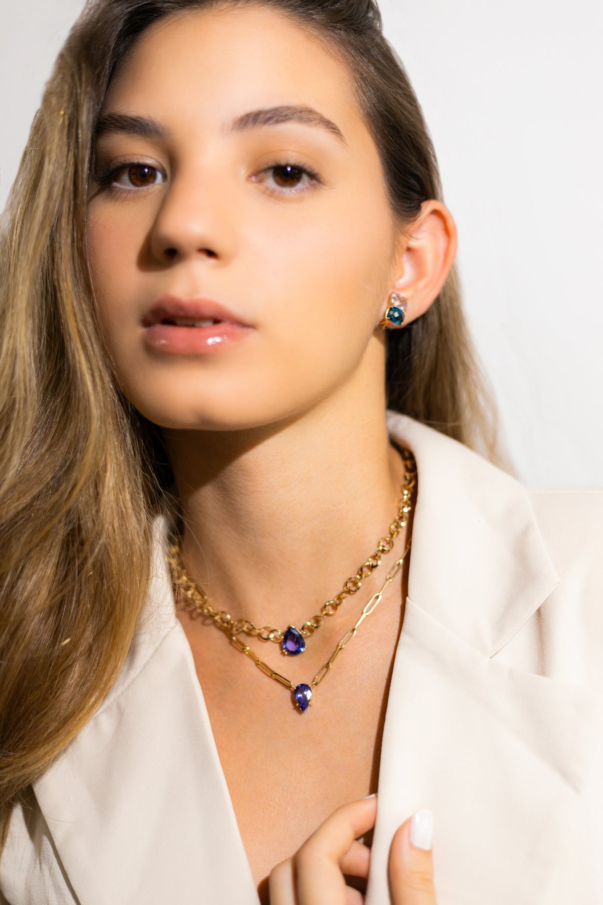 TANZANITE DROP CHAIN NECKLACE