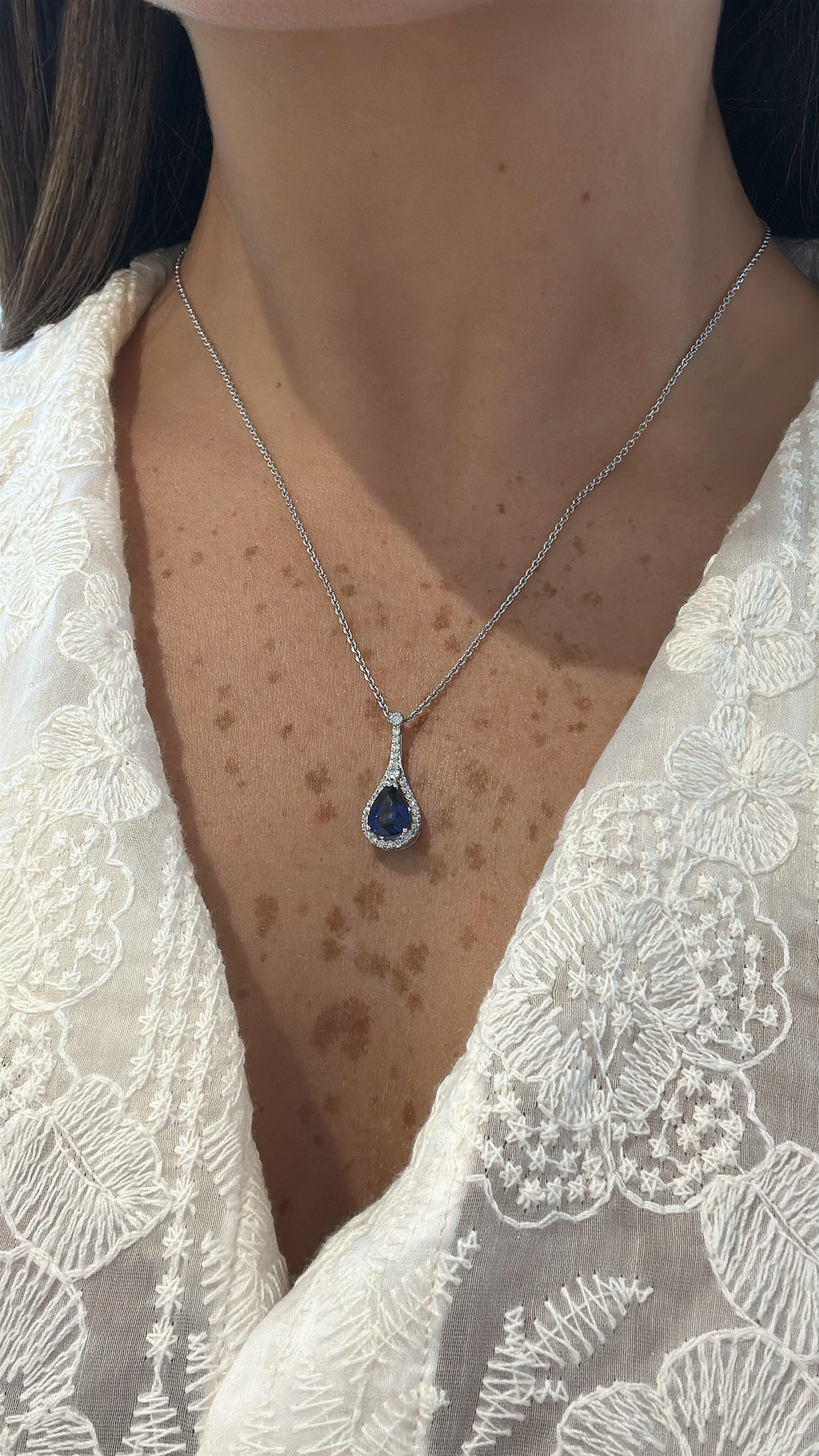 SAPPHIRE TEAR-DROP PENDANT NECKLACE