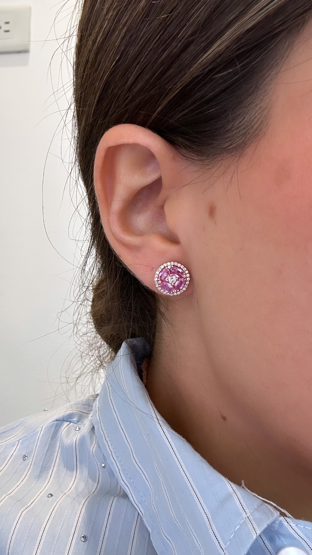 ROUNDED PINK SAPPHIRE STUDS