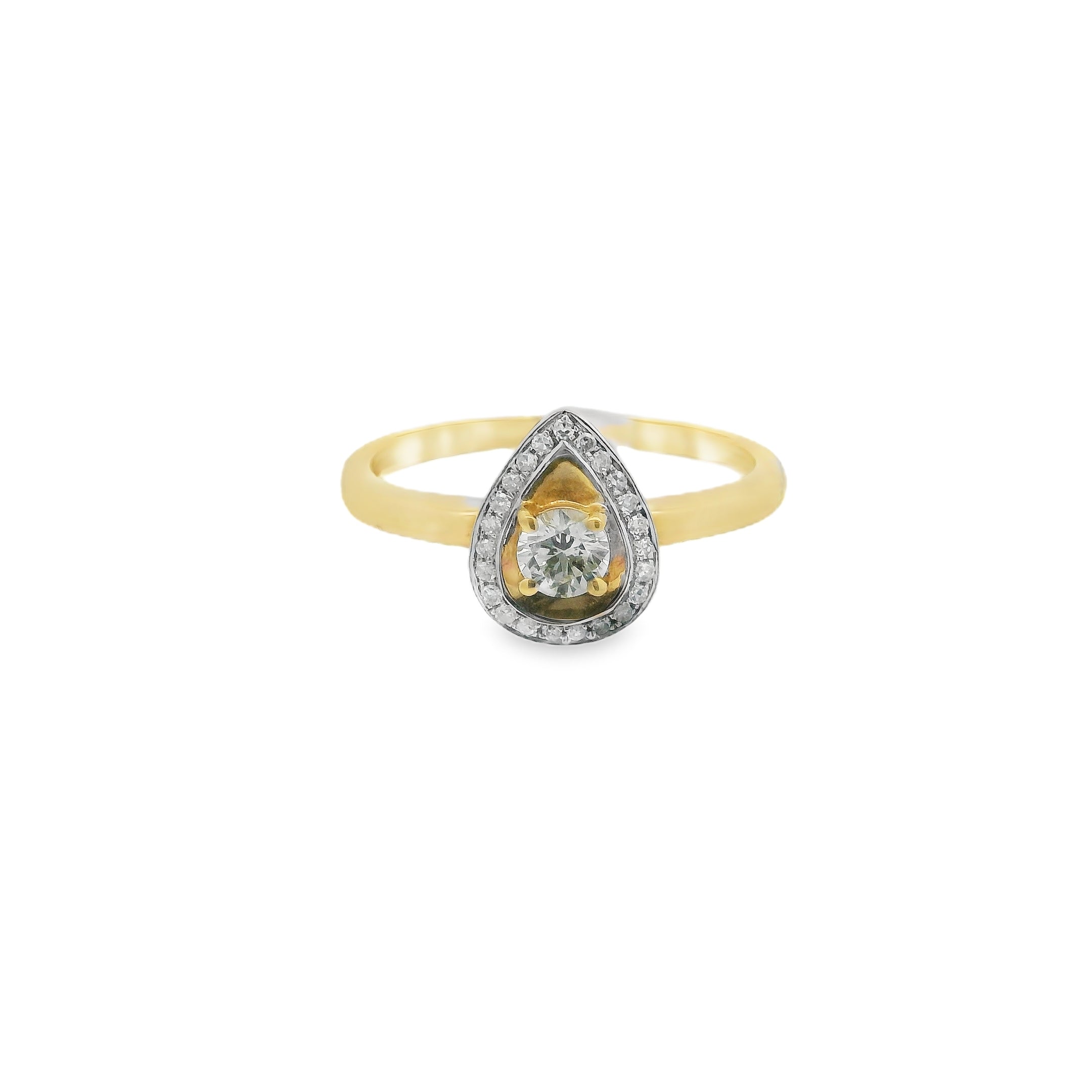 ANILLO FORMA DE GOTA Y BRILLANTE REDONDO