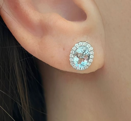 AQUAMARINE OVAL STUDS
