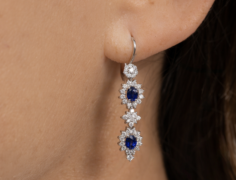 SAPPHIRE & DIAMOND HOOK DROP EARRINGS