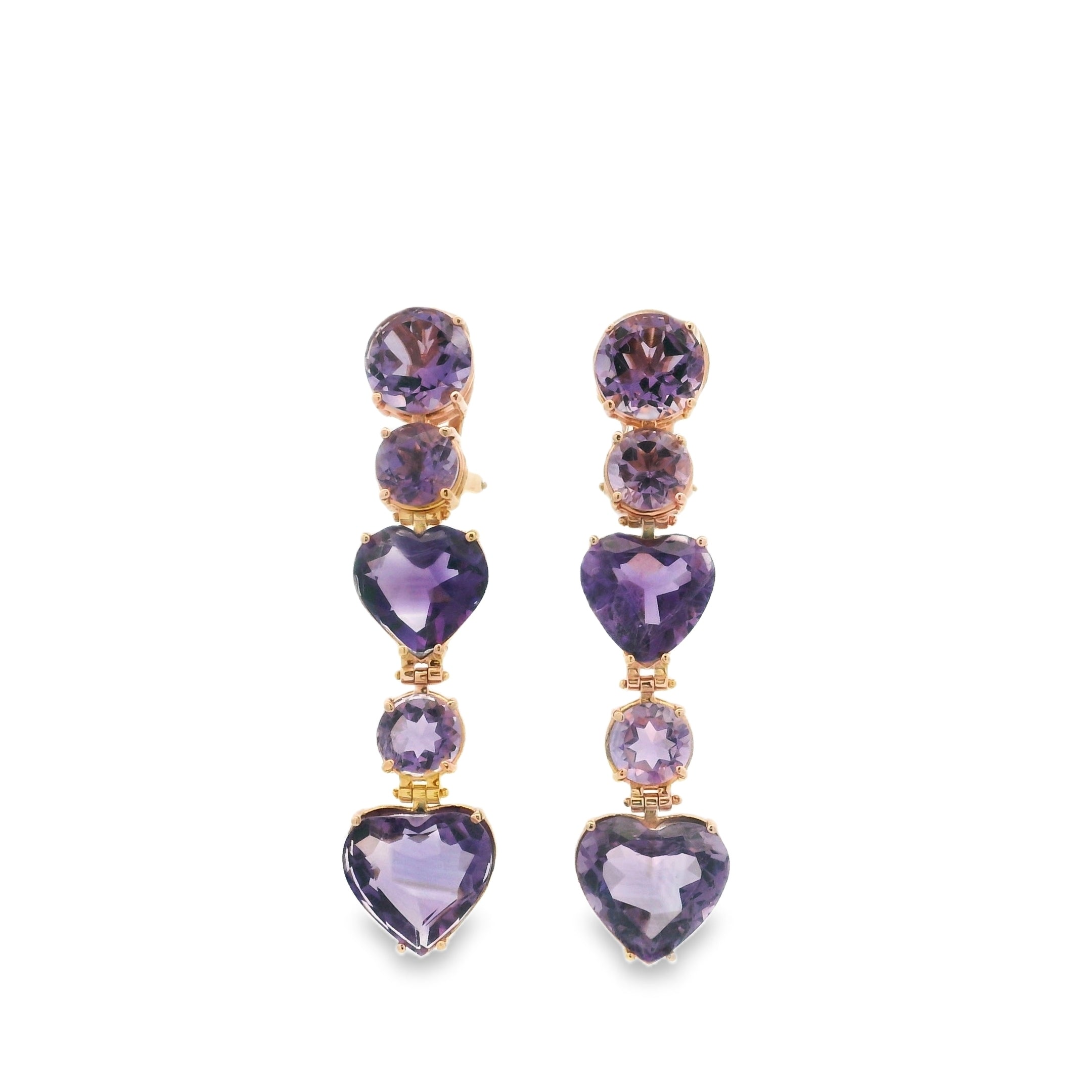 ARETES DE CORAZONES DE AMATISTA