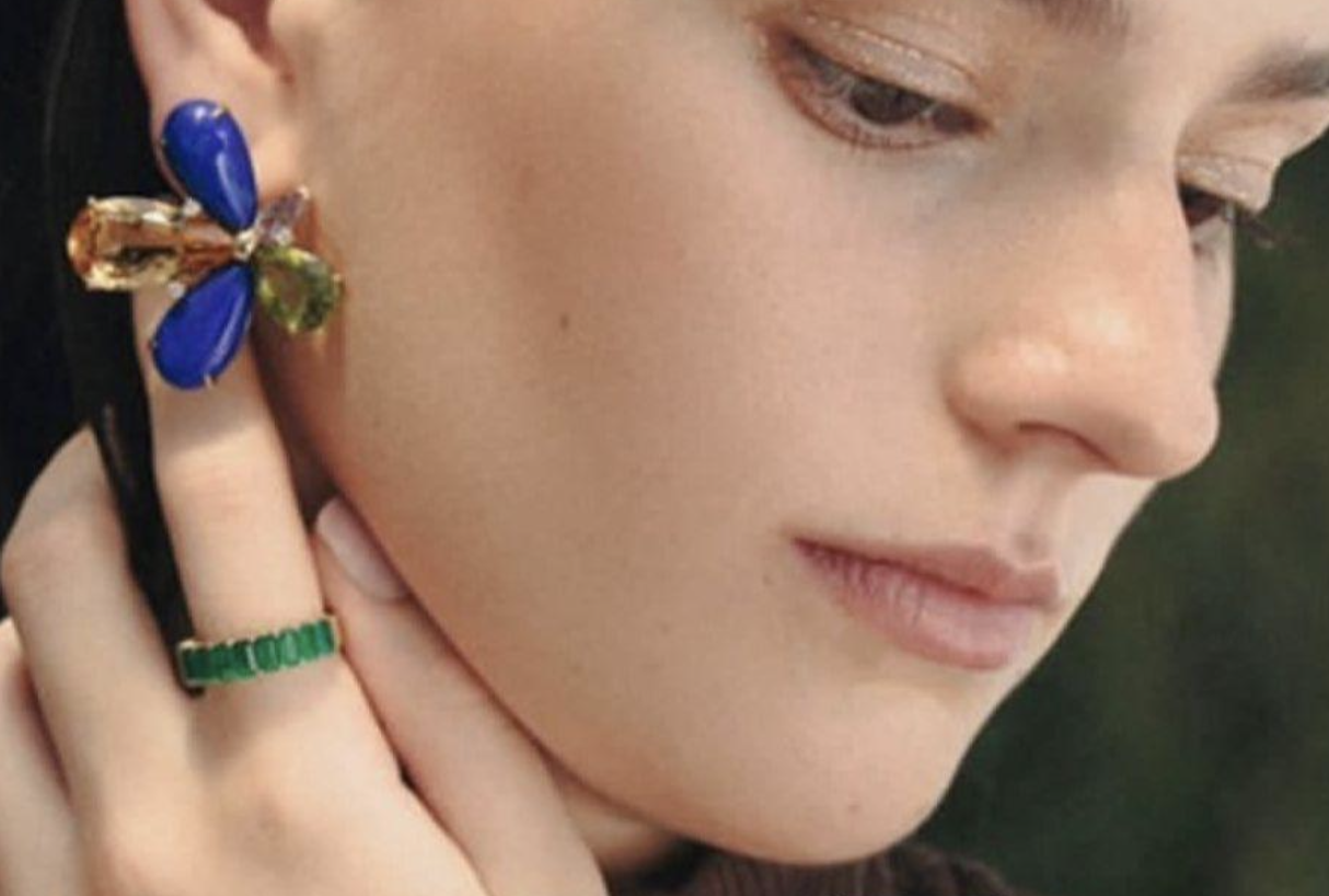 ARETES DE LAPIS LAZULI PERIDOT Y CITRINO EN ORO AMARILLO