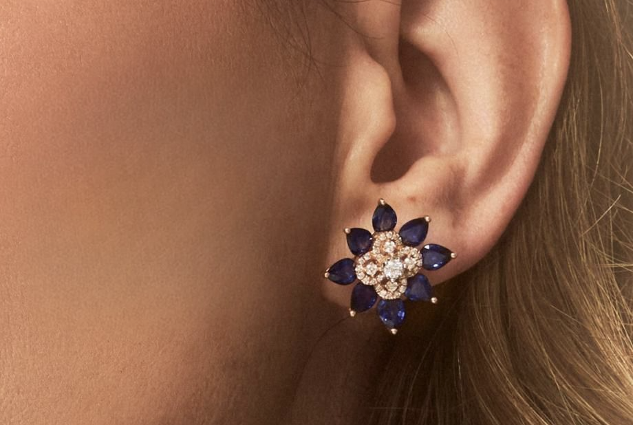 ROSE GOLD EARRINGS WITH SAPPHIRES AND DIAMONDS