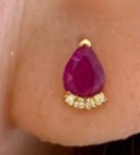 ARETES GOTITAS DE RUBI CON BRILLANTITOS