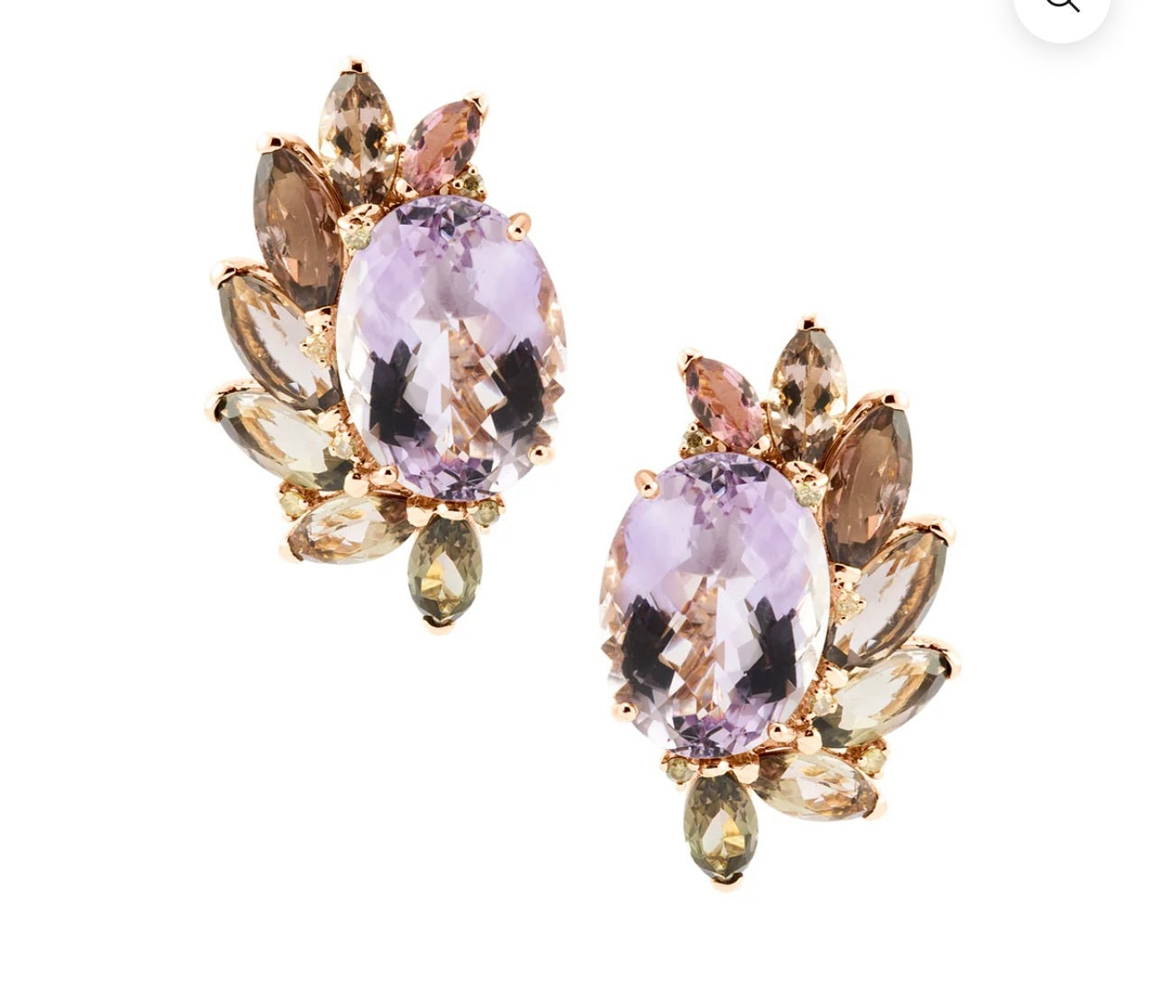 ROSE DE FRANCE & TOURMALINE OMEGA EARRINGS