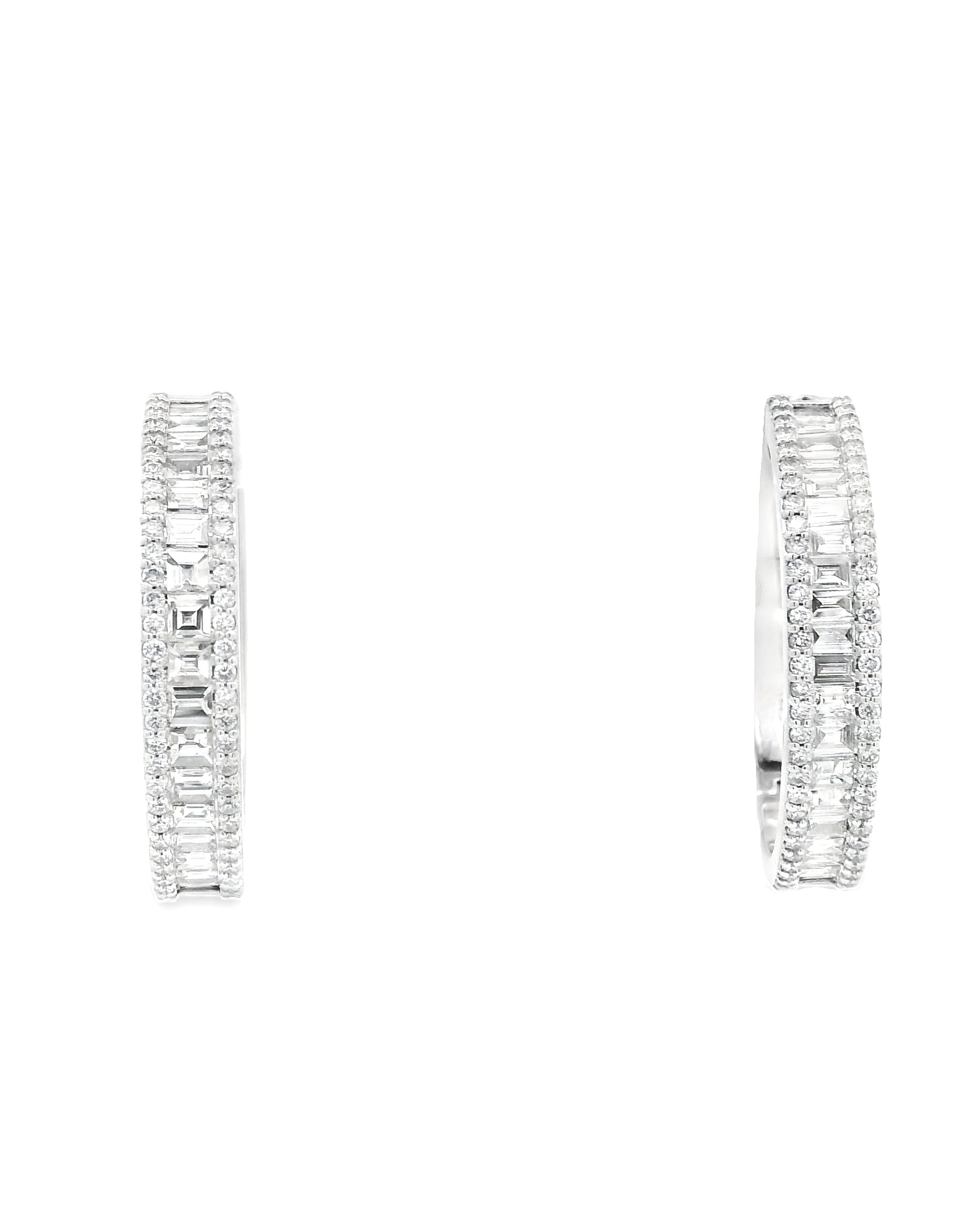 WHITE GOLD BAGUETTE DIAMOND HOOPS