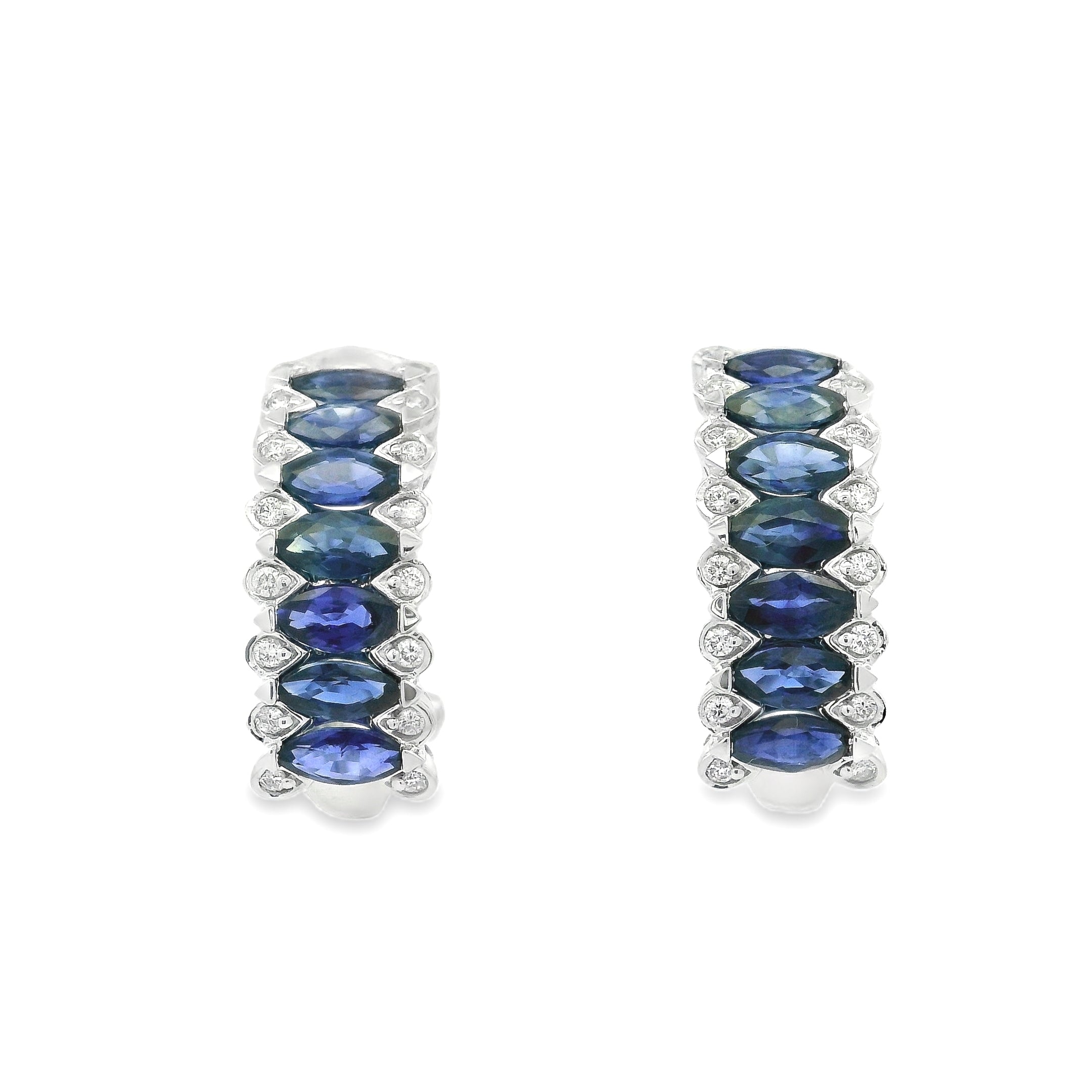 ARGOLLAS DE ORO BLANCO CON ZAFIRO