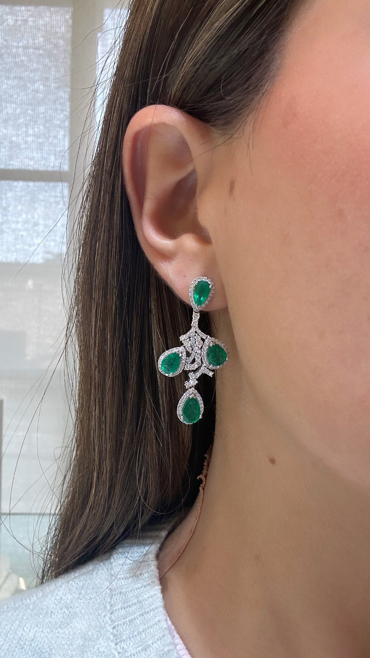 TEAR-DROP EMERALD DANGLES
