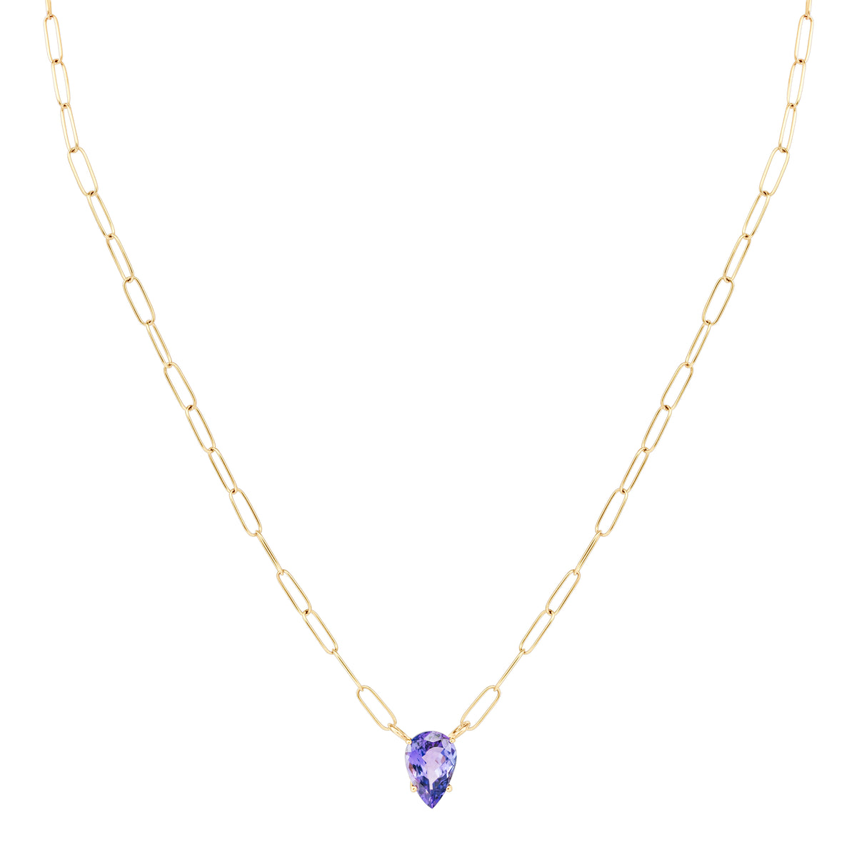 TANZANITE DROP LINK NECKLACE