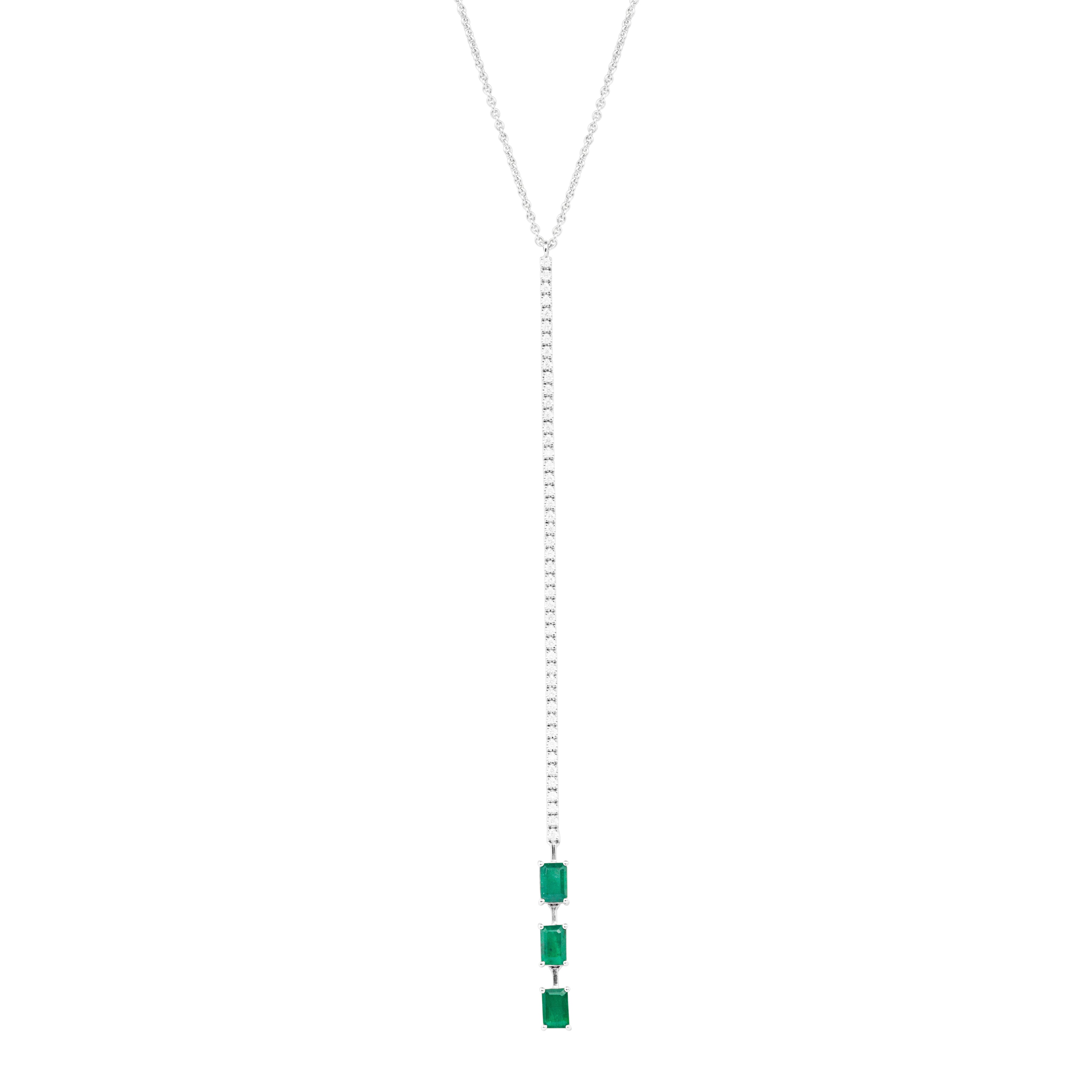 LONG EMERALD AND DIAMOND LARIAT