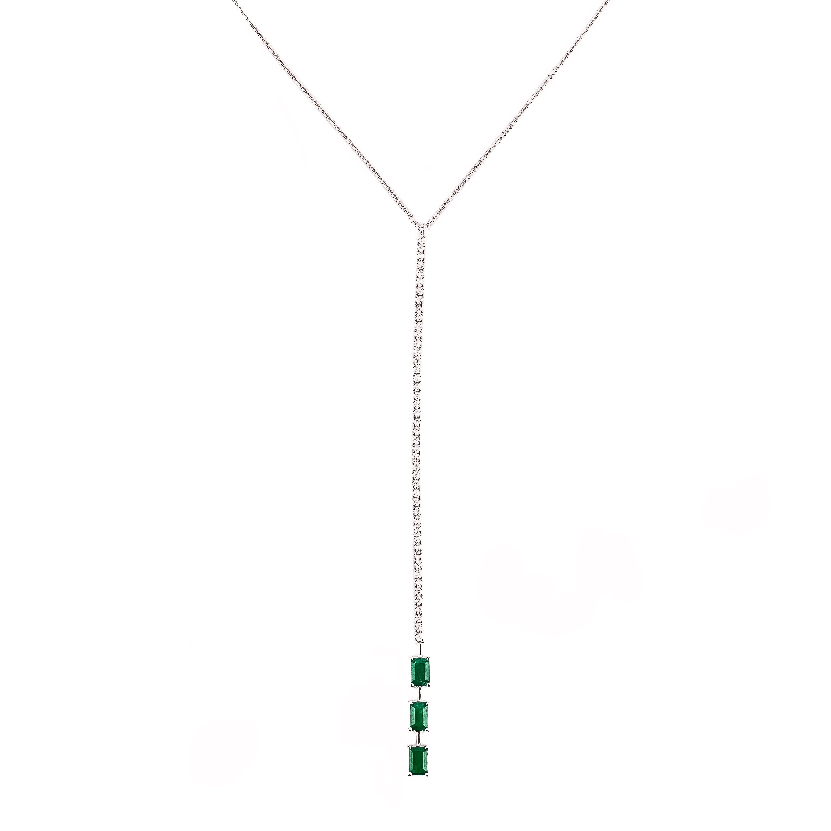 LONG EMERALD AND DIAMOND LARIAT