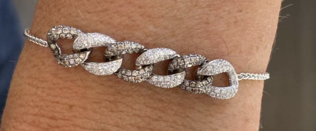 CHAIN BRACELET BLACK AND WHITE DIAMONDS