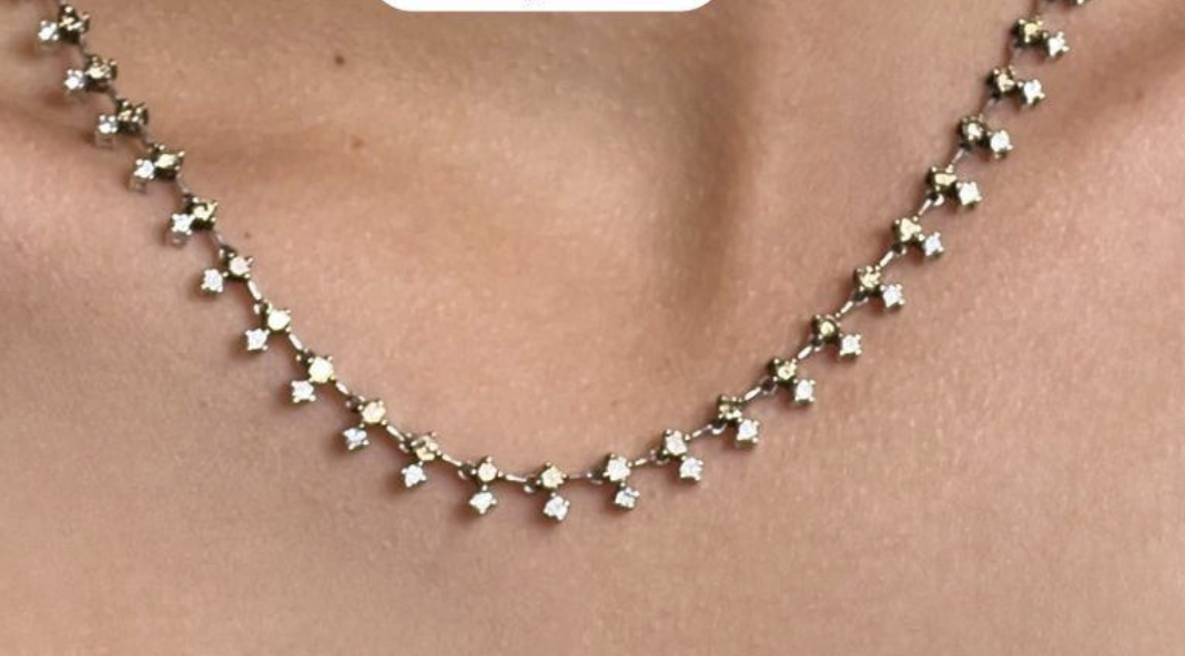 CHAMPAGNE AND WHITE DIAMOND NECKLACE