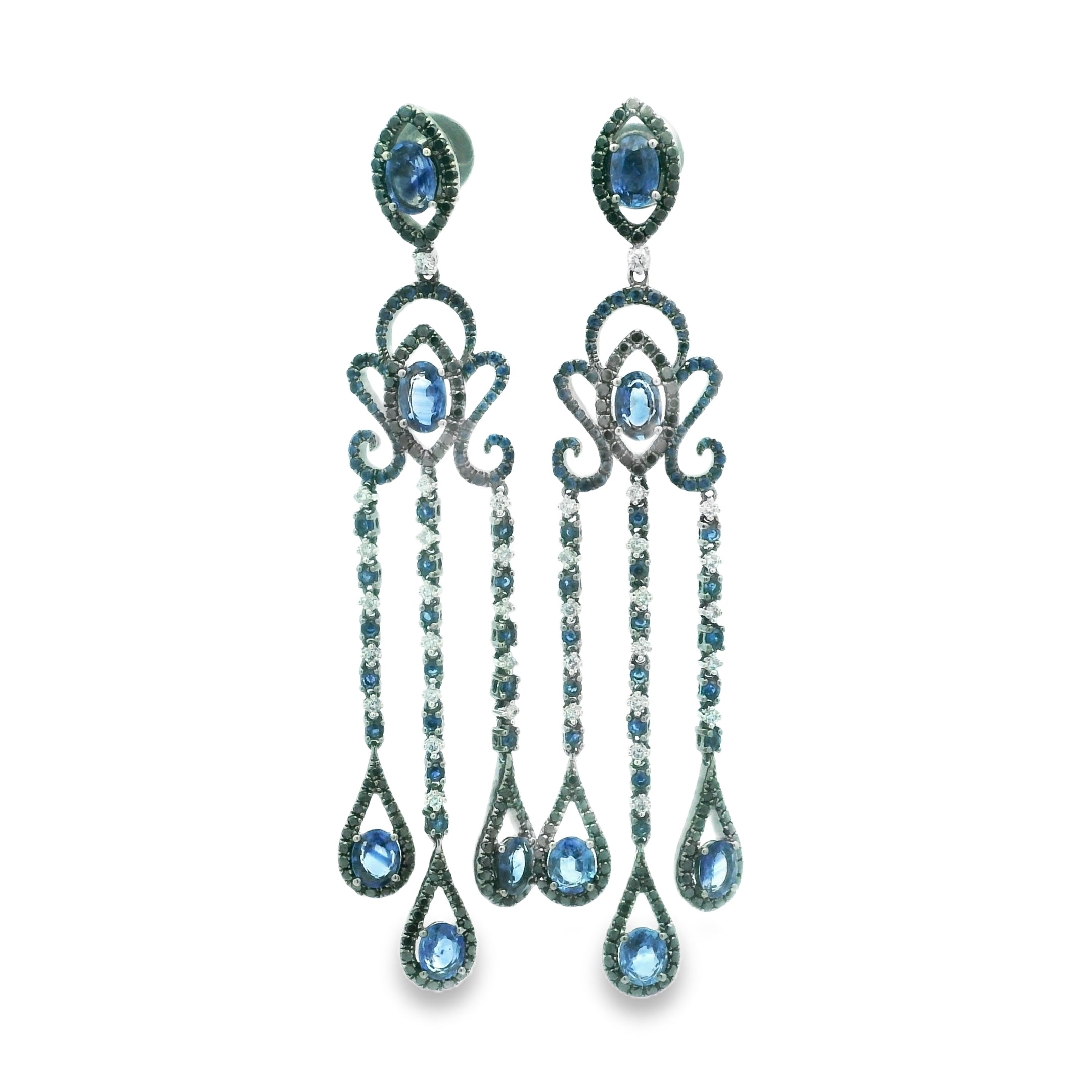 CHANDELIERS BLUE SAPPHIRE AND DIAMONDS BLACK