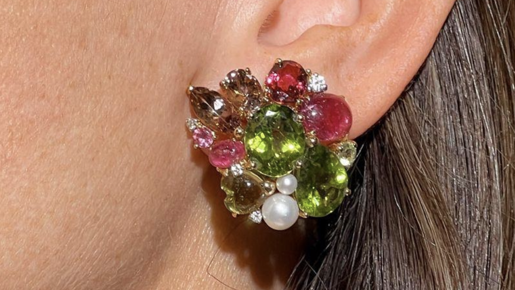 CLUSTER PERDOTS TURMALINES RUBELITES AND DIAMONDS