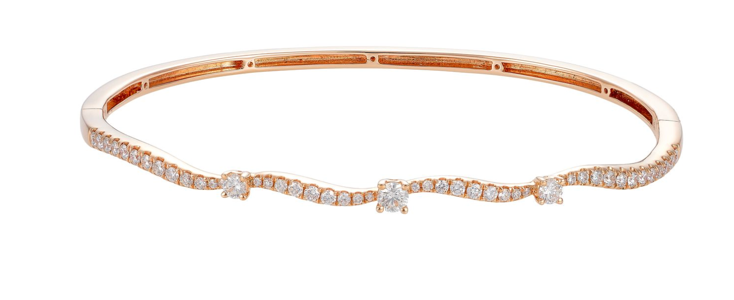 DIAMOND BANGLE IN ROSE GOLD WITH WAVE DESIGN