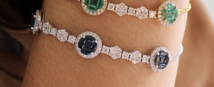 DIAMOND SAPPHIRE HALO CIRCLE BRACELET