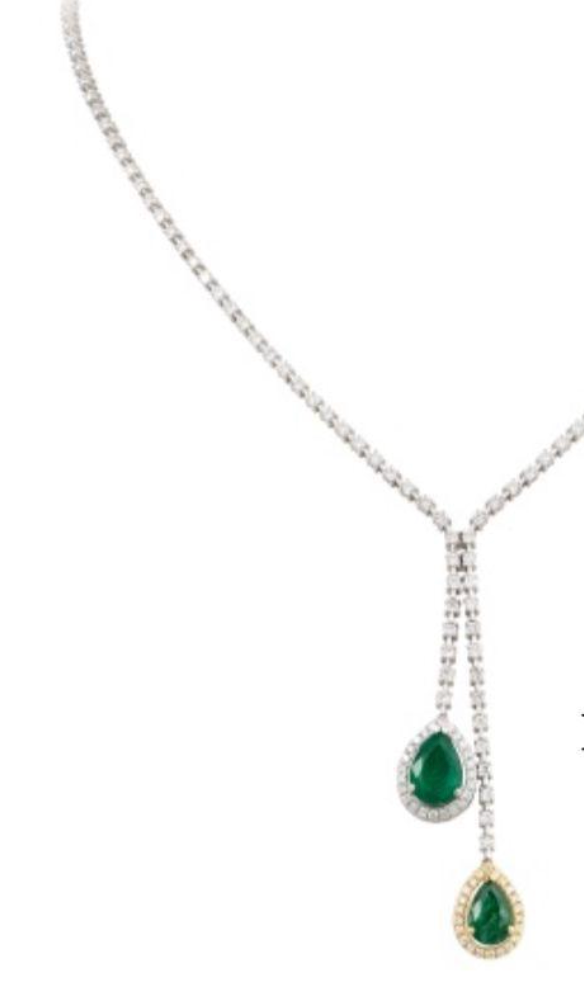 DOUBLE EMERALD DROP DIAMOND NECKLACE