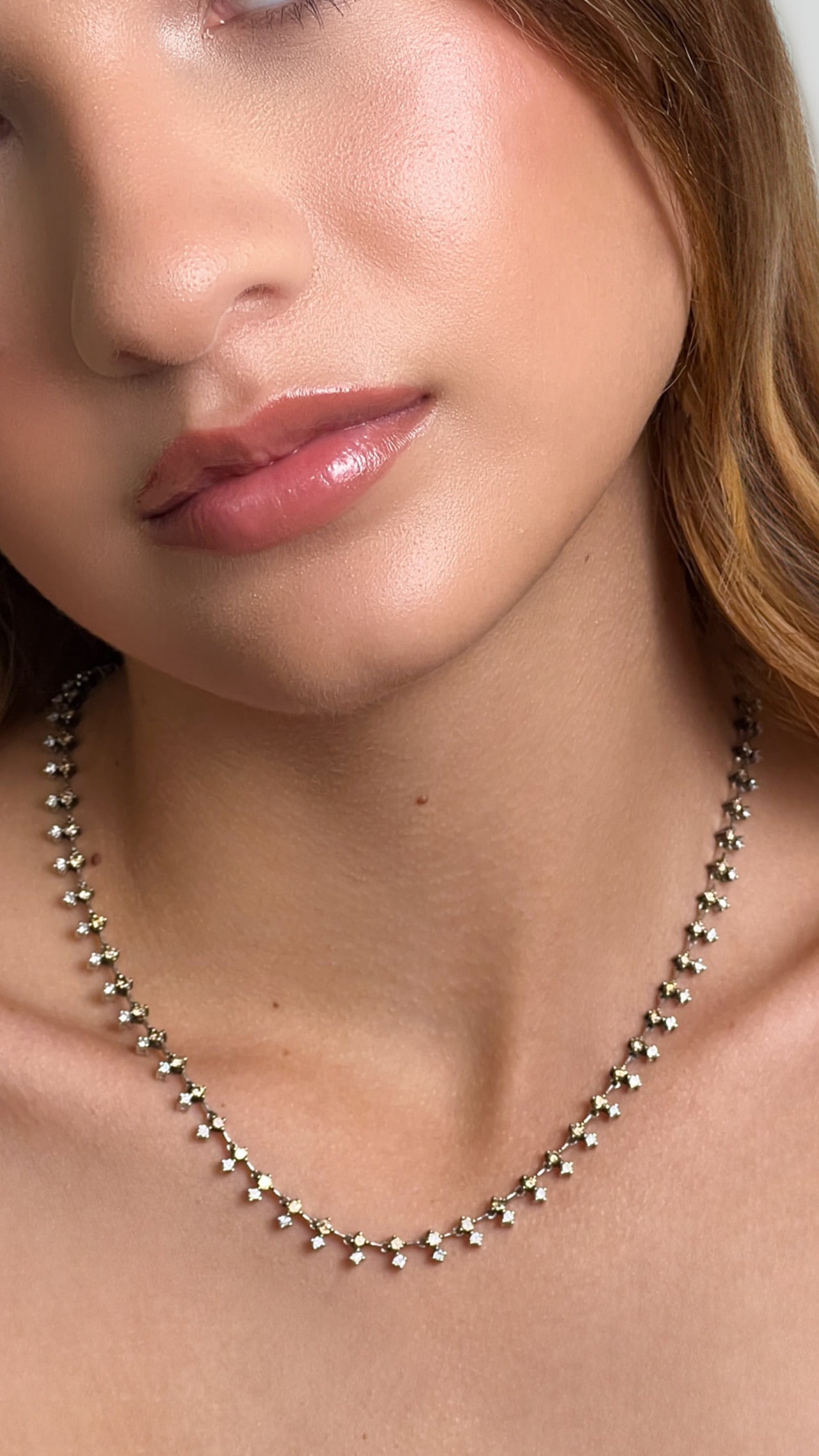 WHITE AND CHAMPAGNE DIAMOND FULL NECKLACE